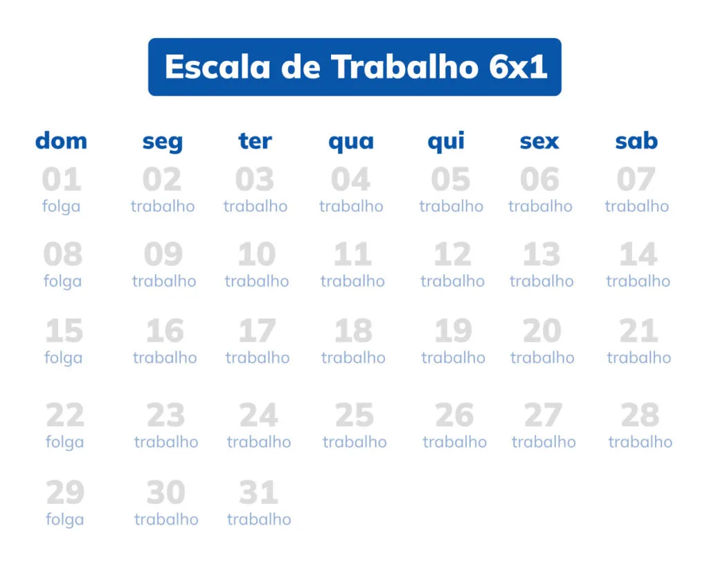 Escala de trabalho 6x1 Escala de trabalho 6x1