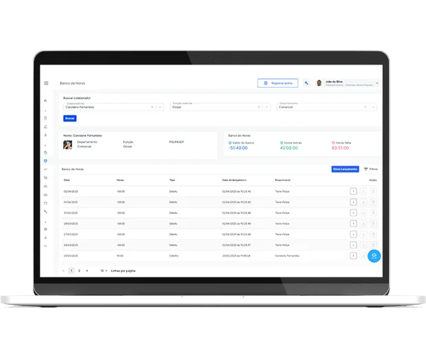 Banco de horas com interface aprimorada